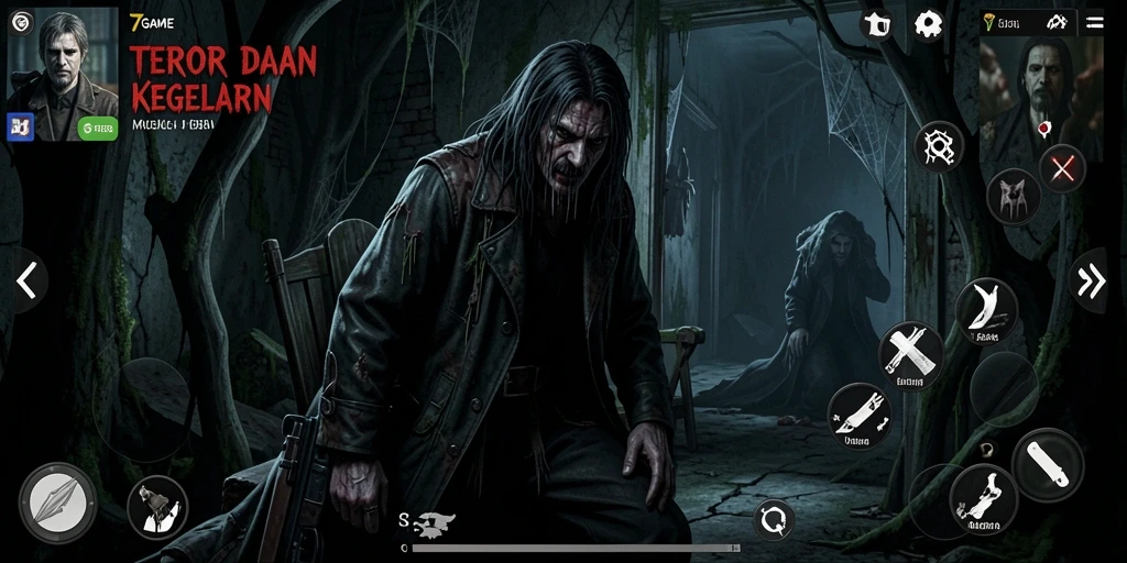 Screenshot utama 7GAME dengan gameplay horror yang mengesankan.