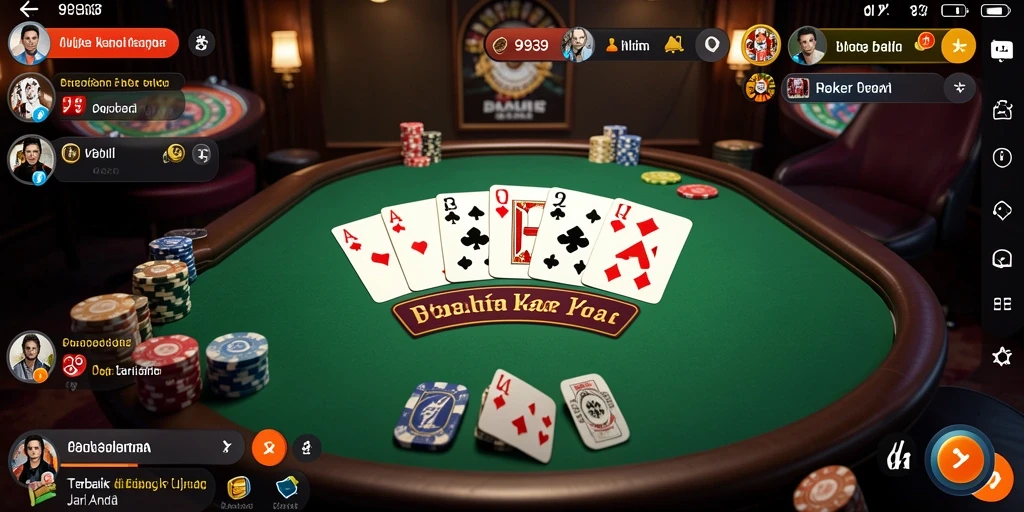 Screenshot gameplay Poker 9939 dengan tampilan menarik dan interaktif.