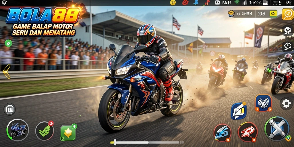 Gameplay seru BOLA88 dalam balapan motor yang mendebarkan.