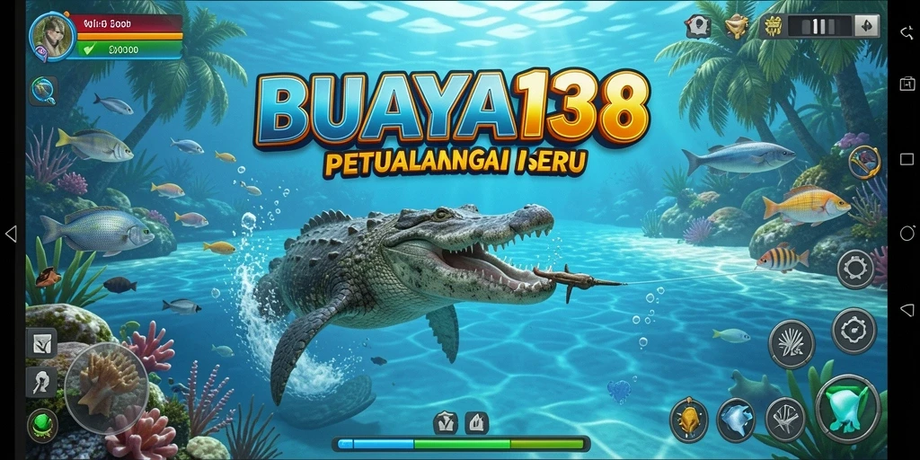 Tangkapan layar gameplay memukau dari BUAYA138 saat menangkap ikan.