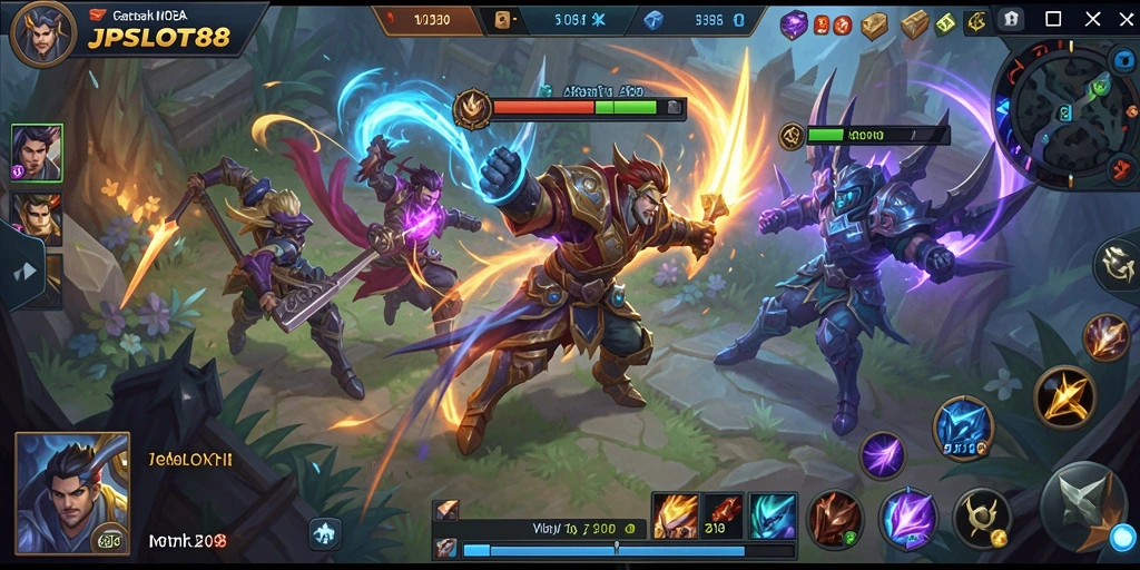 Tampilan menarik dari gameplay MOBA di JPSLOT88.