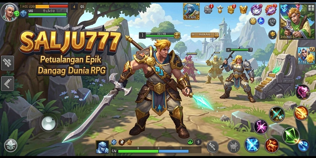 Screenshot SALJU777 menampilkan aksi seru dalam pertarungan RPG.
