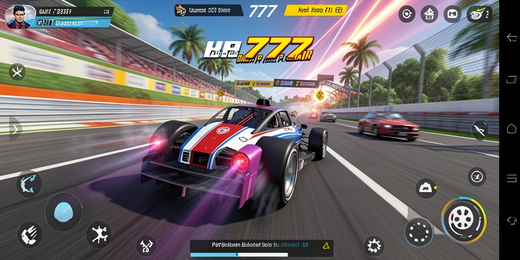 Tampilan gameplay balap mendebarkan di YN777.