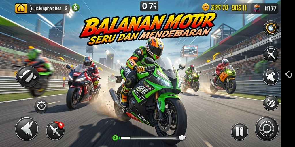 Screenshot ZK1177 menampilkan aksi balapan motor yang mendebarkan.